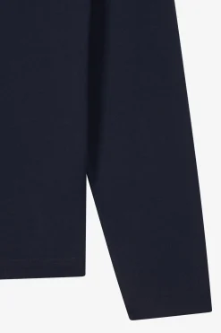 T-shirt manches longues en coton bleu marine broderie dos N°10 coupe Regular