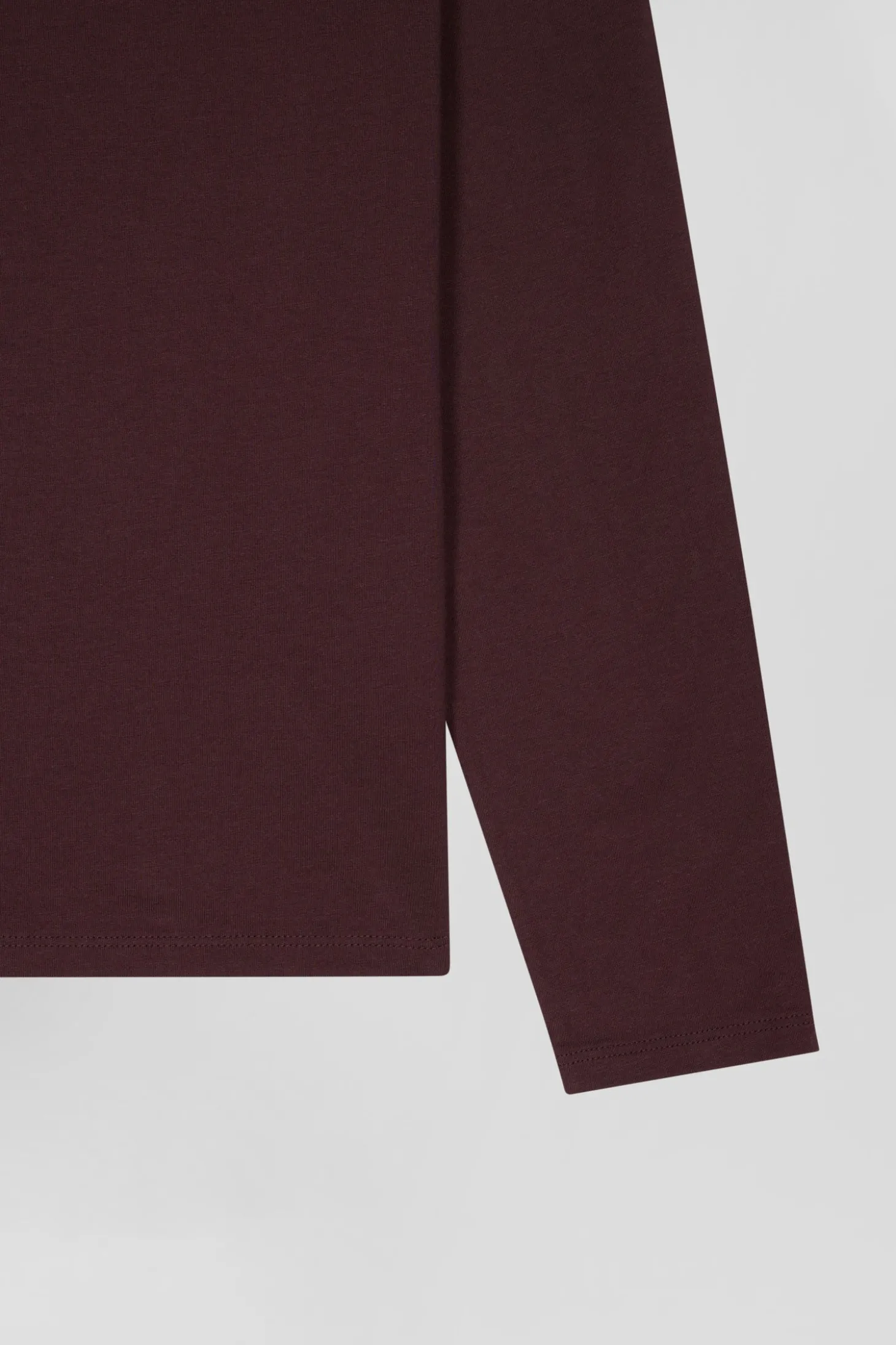 T-shirt manches longues en coton Pima bordeaux coupe Regular