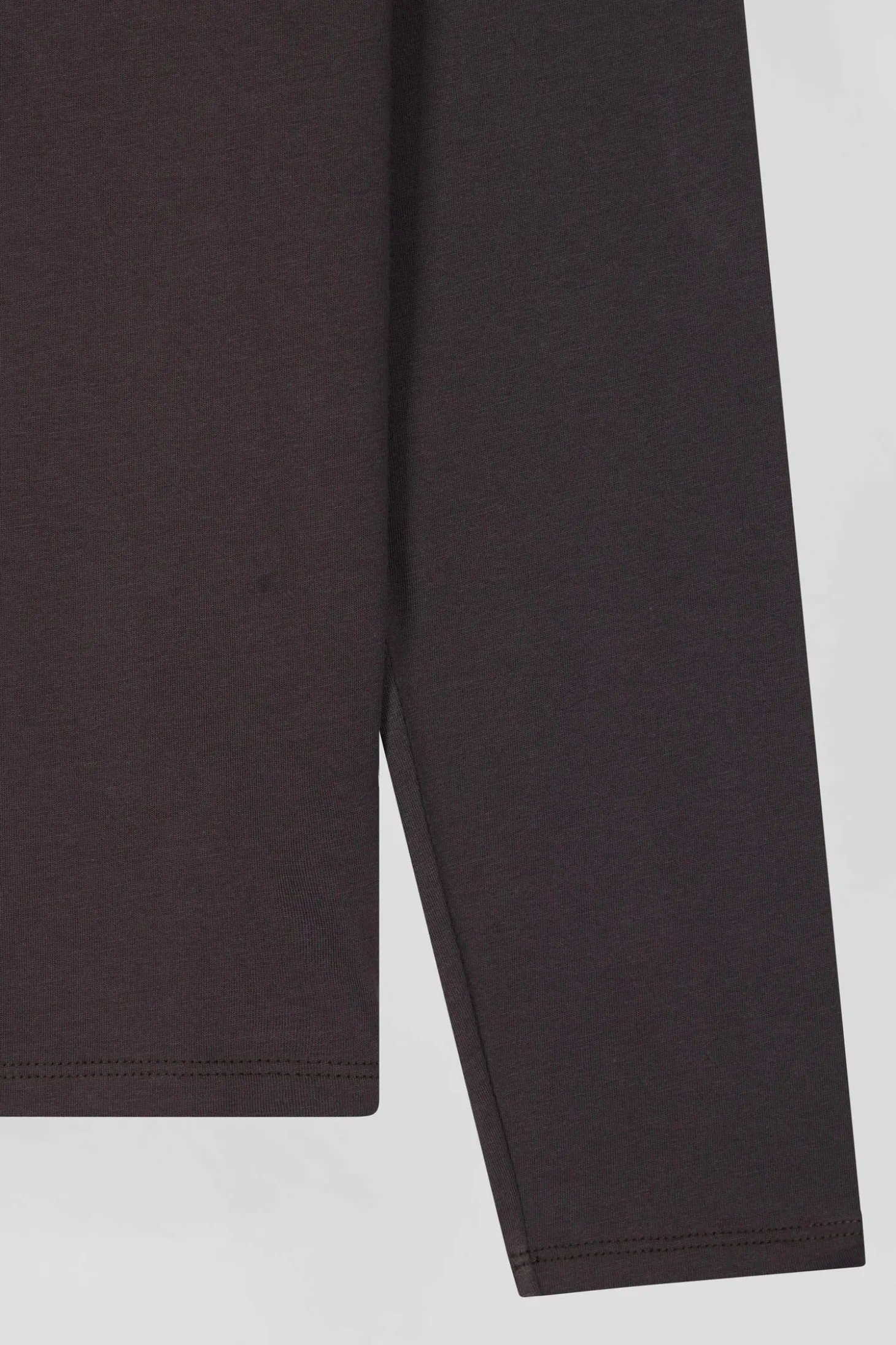 T-shirt manches longues en coton Pima marron foncé coupe Regular