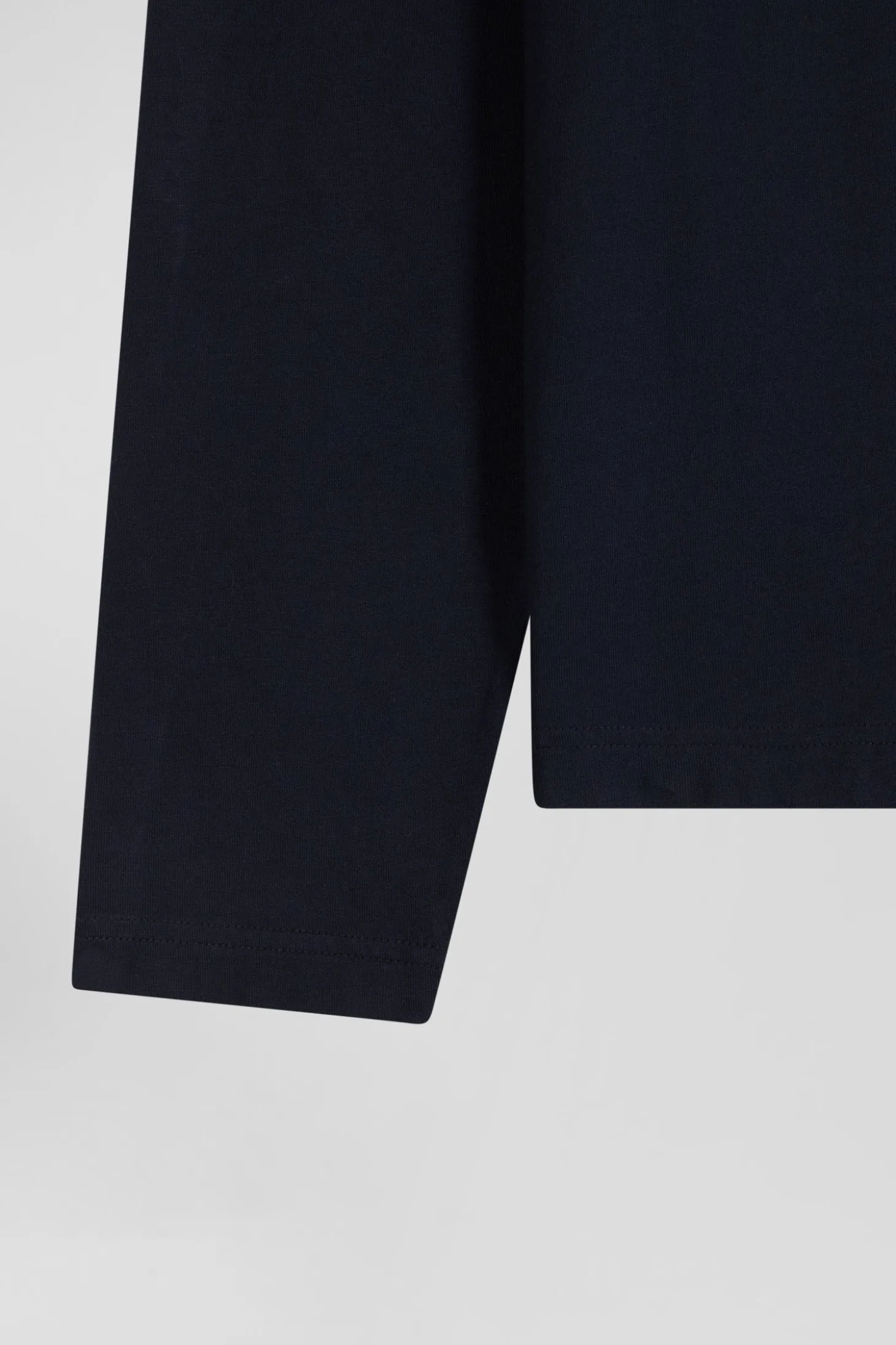 T-shirt manches longues en coton bleu marine brodé coupe Regular