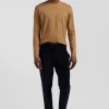 T-shirt manches longues uni en coton camel coupe Regular