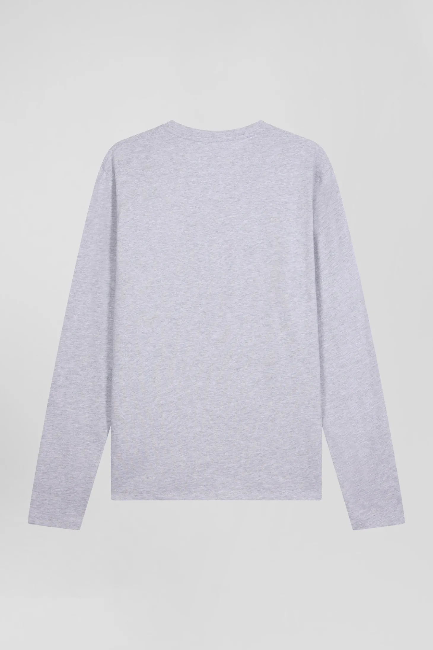 T-shirt manches longues uni en coton gris coupe Regular