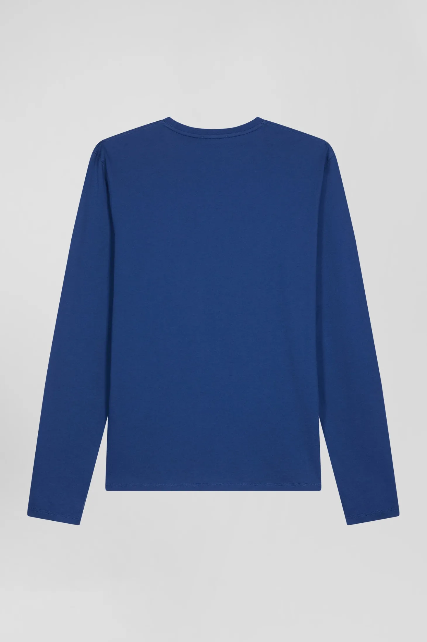 T-shirt manches longues uni en coton bleu coupe Regular