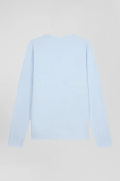 T-shirt manches longues uni en coton ciel coupe Regular