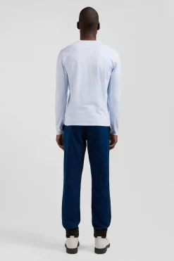 T-shirt manches longues uni en coton ciel coupe Regular