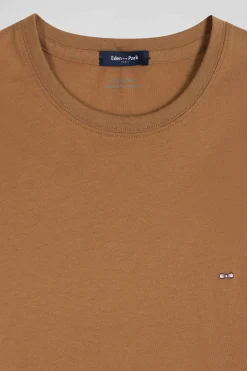 T-shirt manches longues uni en coton camel coupe Regular