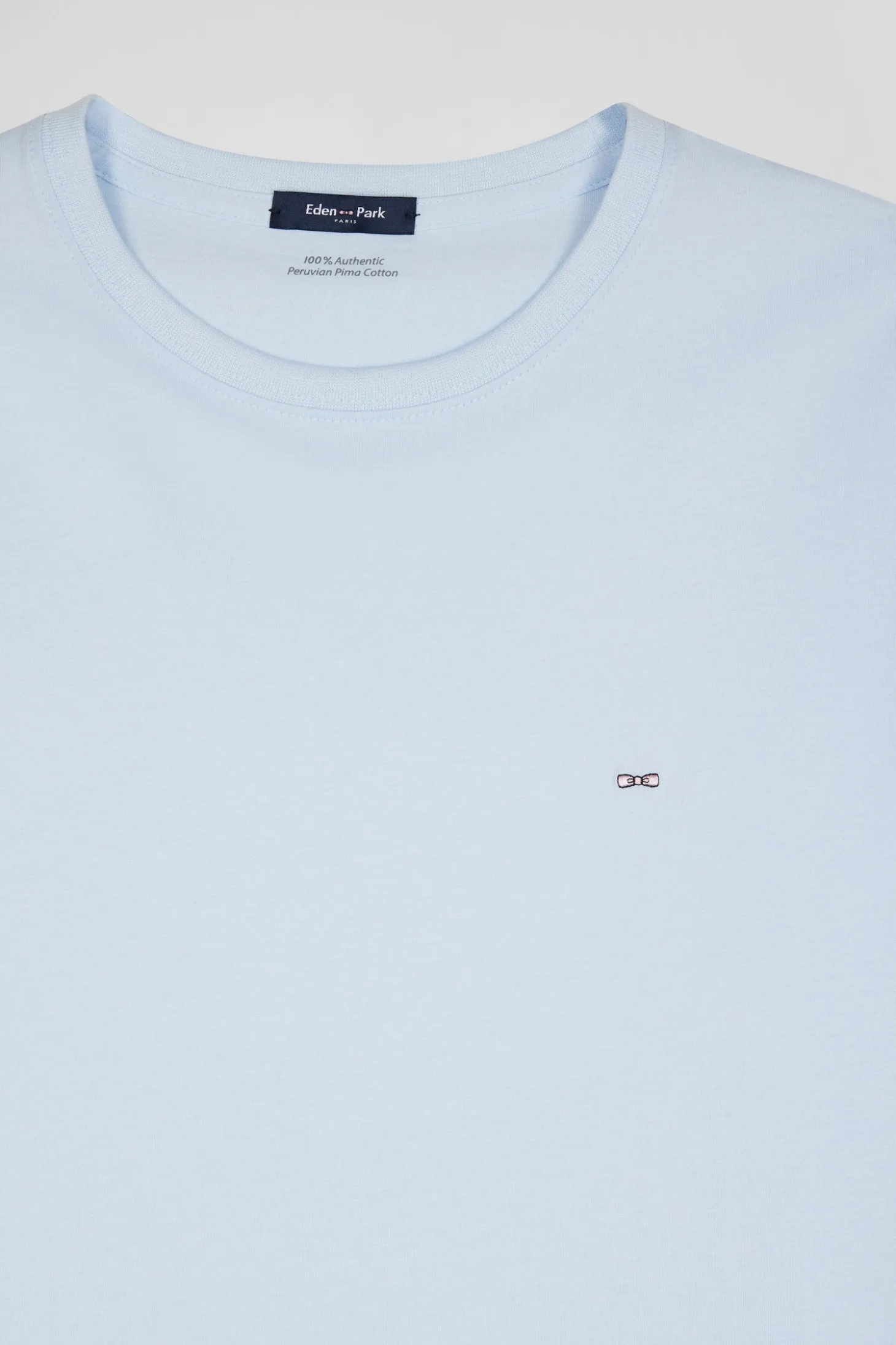 T-shirt manches longues uni en coton ciel coupe Regular