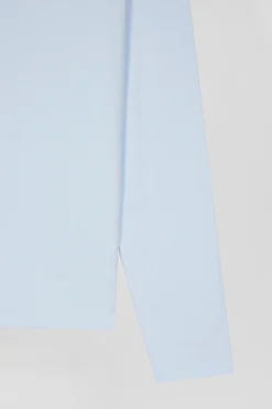 T-shirt manches longues uni en coton ciel coupe Regular