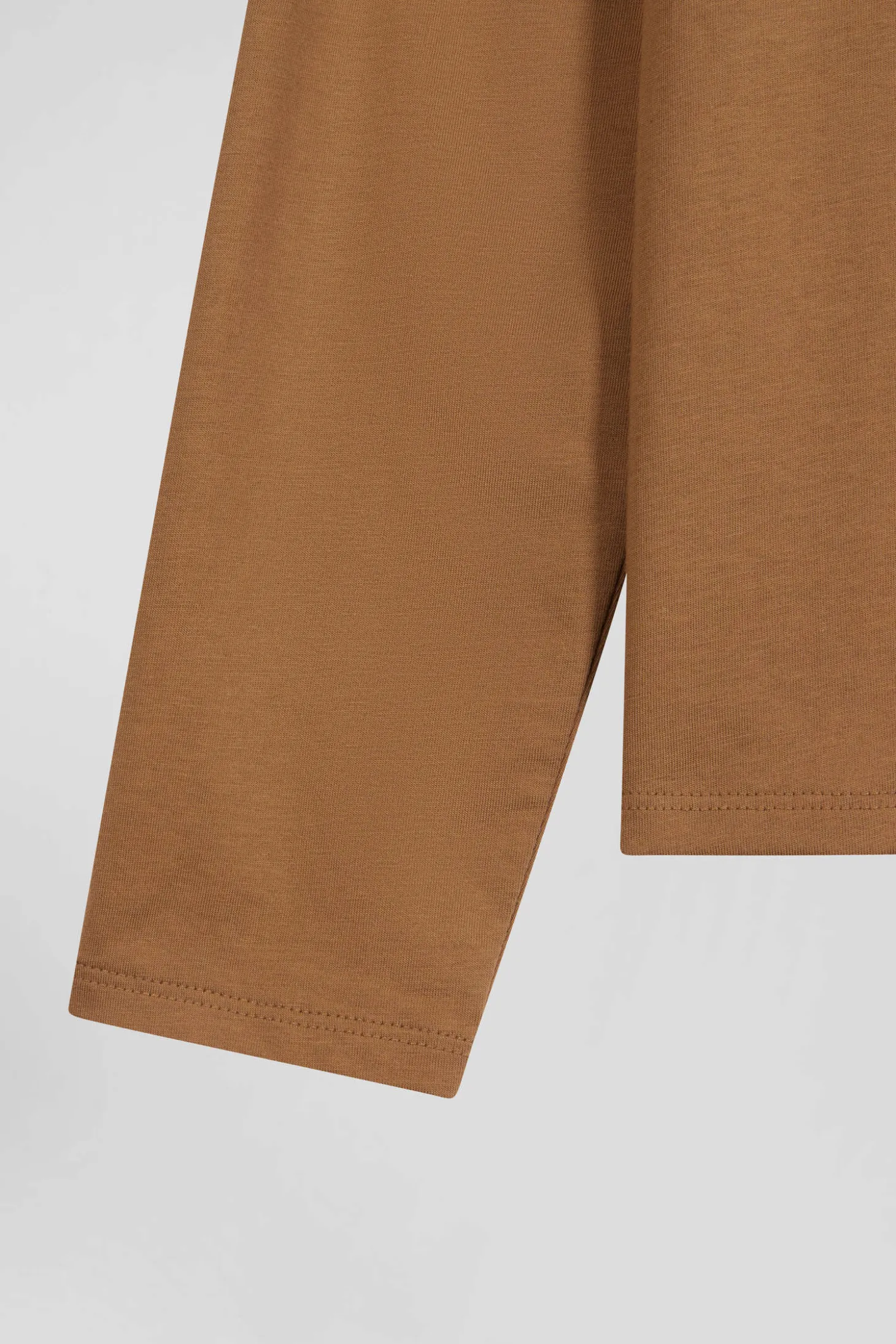 T-shirt manches longues uni en coton camel coupe Regular