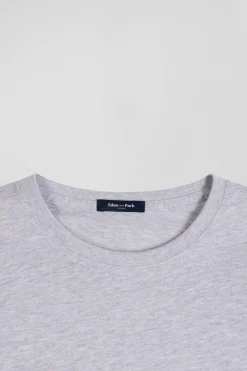 T-shirt manches longues uni en coton gris coupe Regular