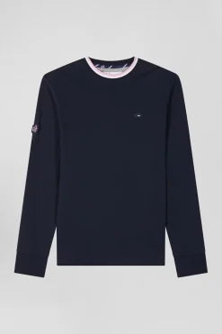 T-shirt manches longues XV de France en coton bleu marine coupe Regular