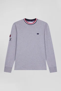 T-shirt manches longues XV de France en coton gris coupe Regular