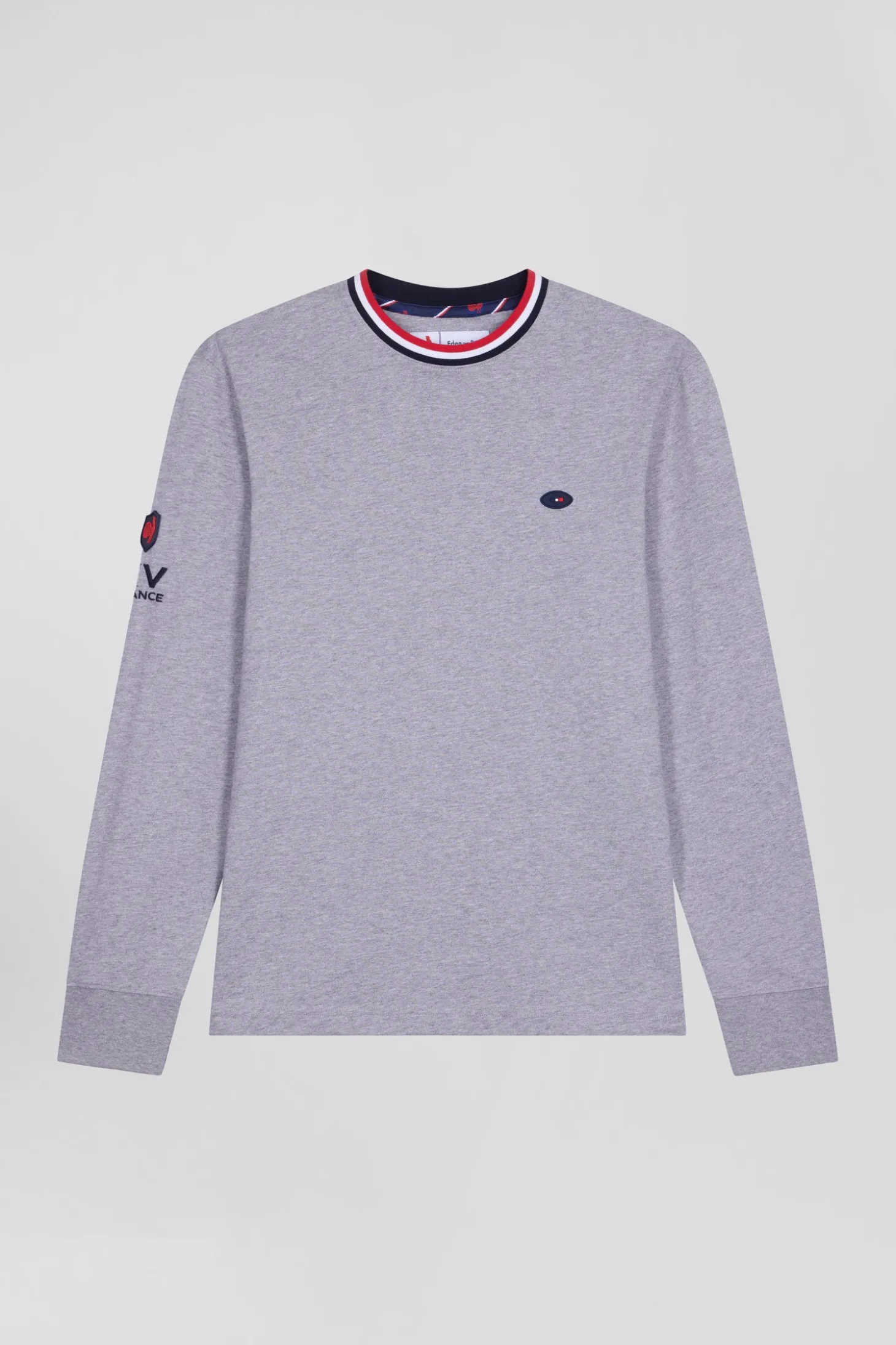 T-shirt manches longues XV de France en coton gris coupe Regular