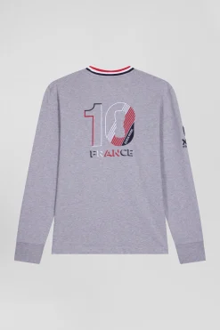 T-shirt manches longues XV de France en coton gris coupe Regular