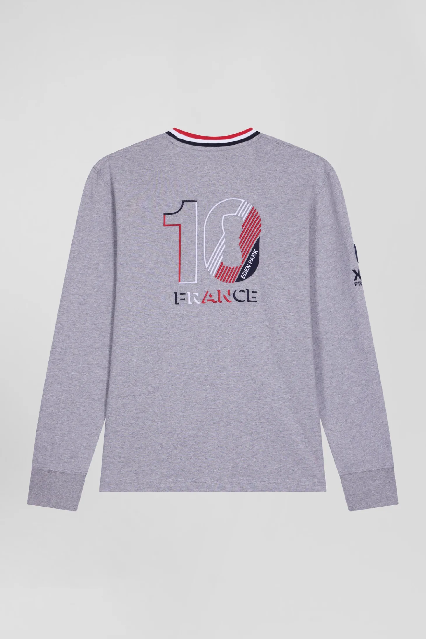 T-shirt manches longues XV de France en coton gris coupe Regular