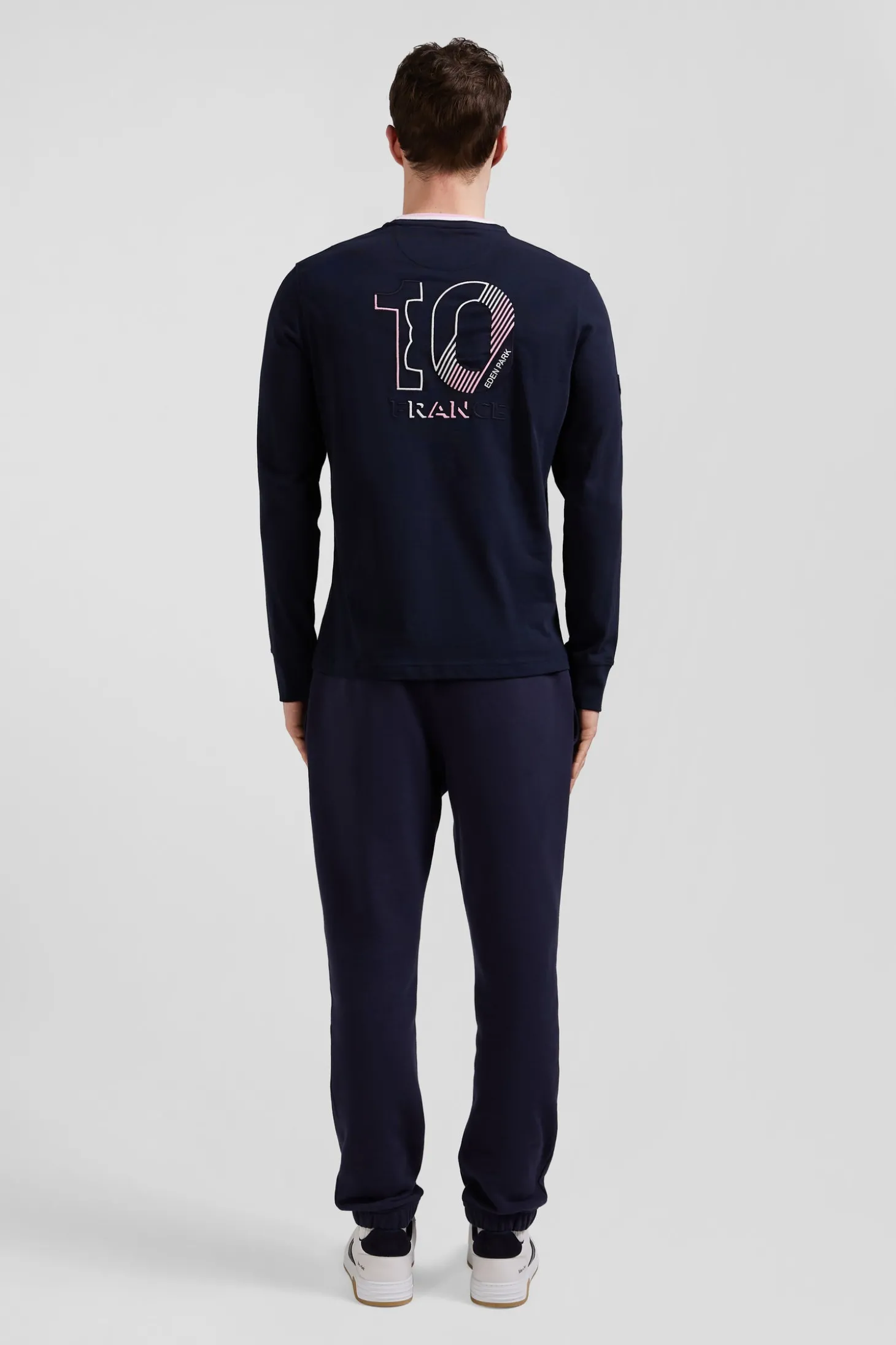 T-shirt manches longues XV de France en coton bleu marine coupe Regular
