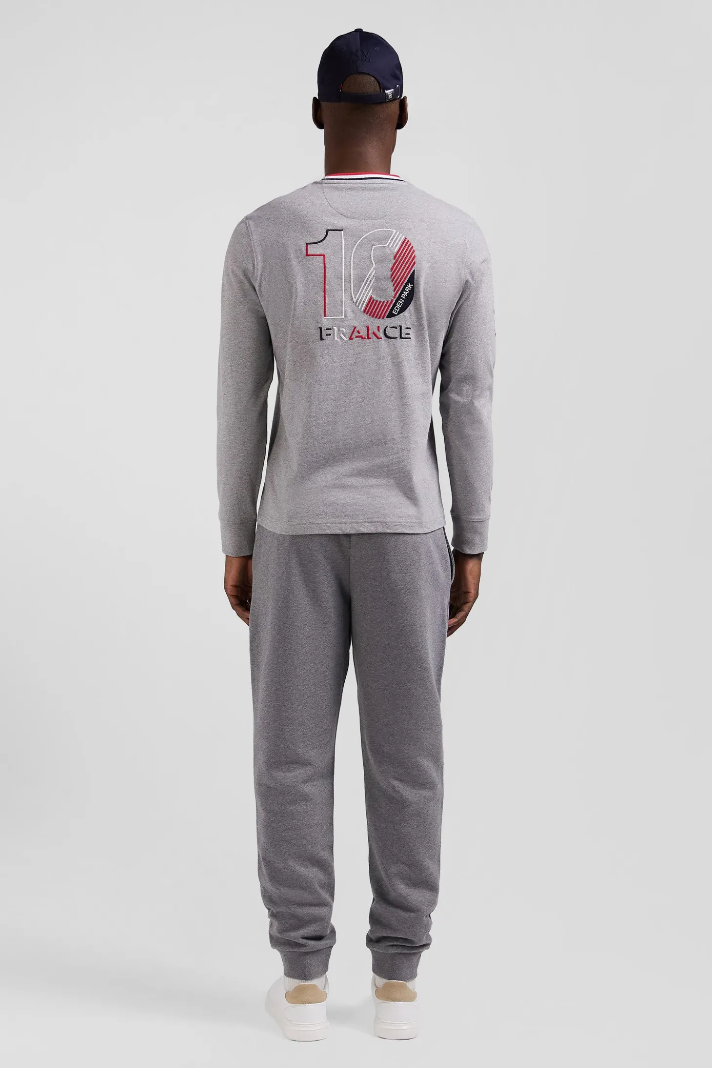 T-shirt manches longues XV de France en coton gris coupe Regular