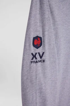 T-shirt manches longues XV de France en coton gris coupe Regular