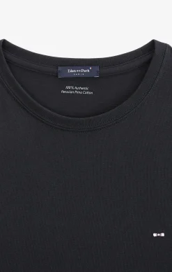 T-shirt noir col rond à manches longues