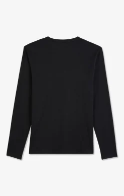 T-shirt noir col rond à manches longues