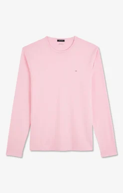 T-shirt rose col rond à manches longues