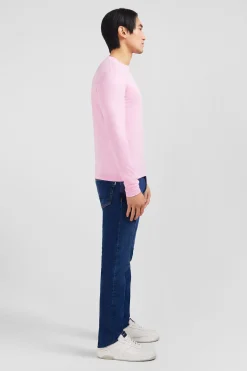T-shirt rose col rond à manches longues