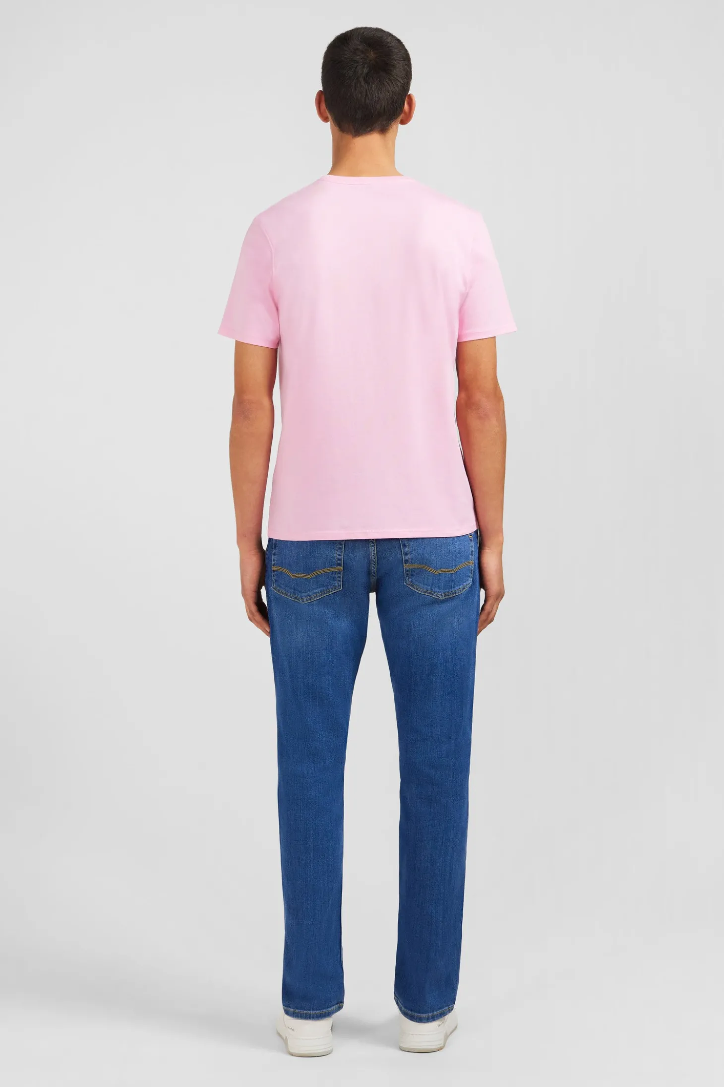 T-shirt rose col rond à manches courtes