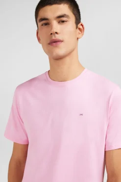 T-shirt rose col rond à manches courtes