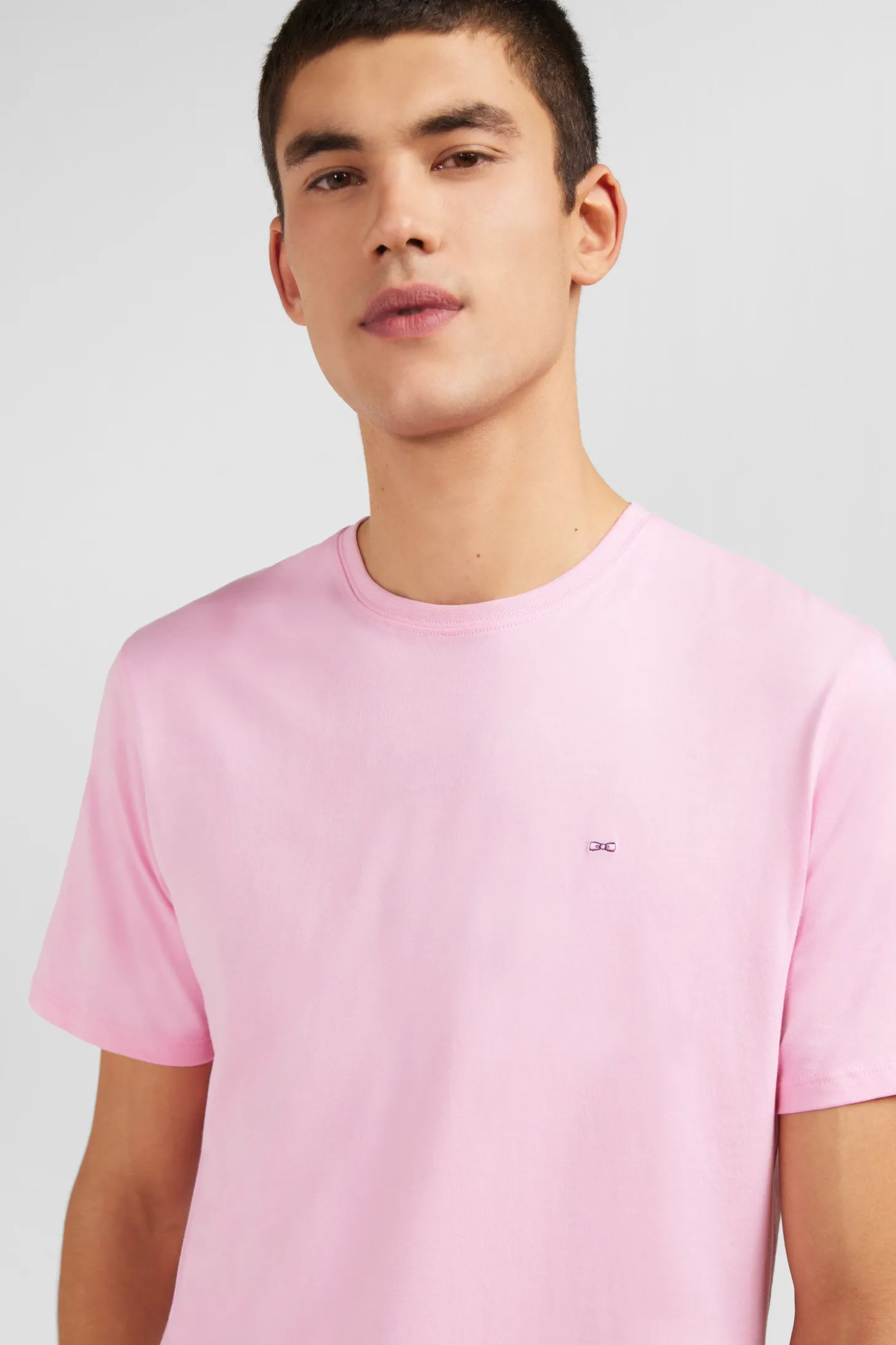 T-shirt rose col rond à manches courtes