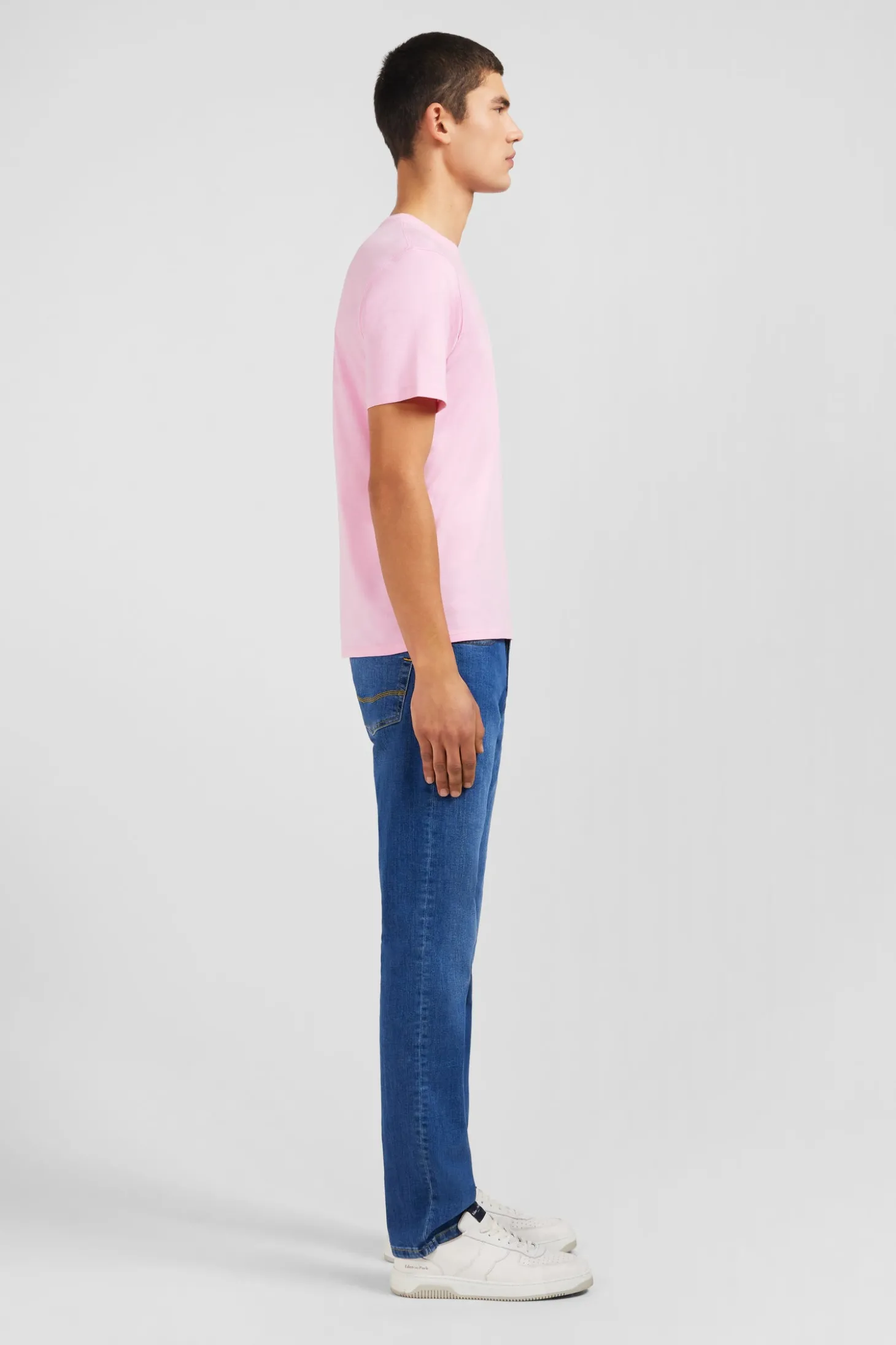 T-shirt rose col rond à manches courtes