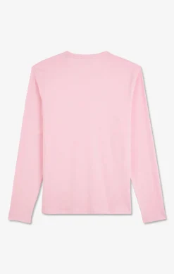 T-shirt rose col V à manches longues