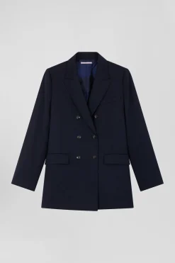 Veste blazer à double boutonnage bleu marine coupe Modern