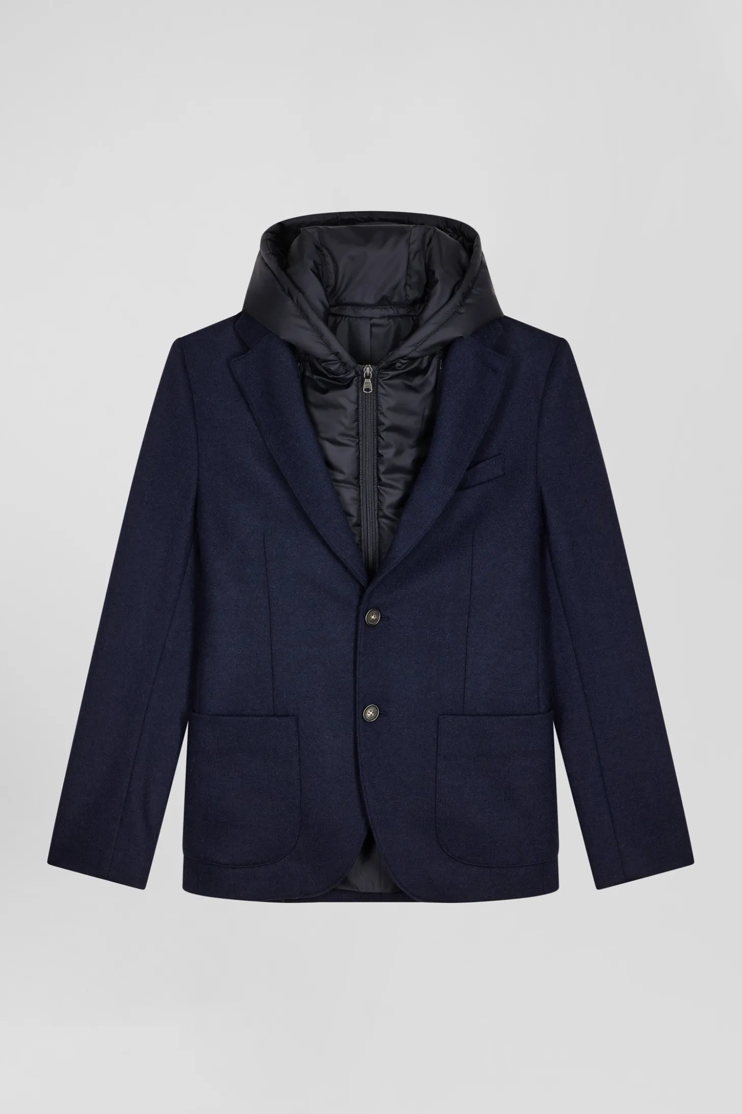 Veste blazer 2-en-1 en laine mélangée marine coupe Modern