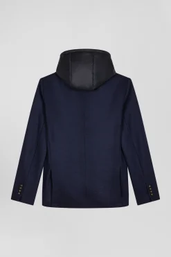 Veste blazer 2-en-1 en laine mélangée marine coupe Modern