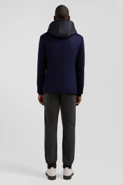 Veste blazer 2-en-1 en laine mélangée marine coupe Modern