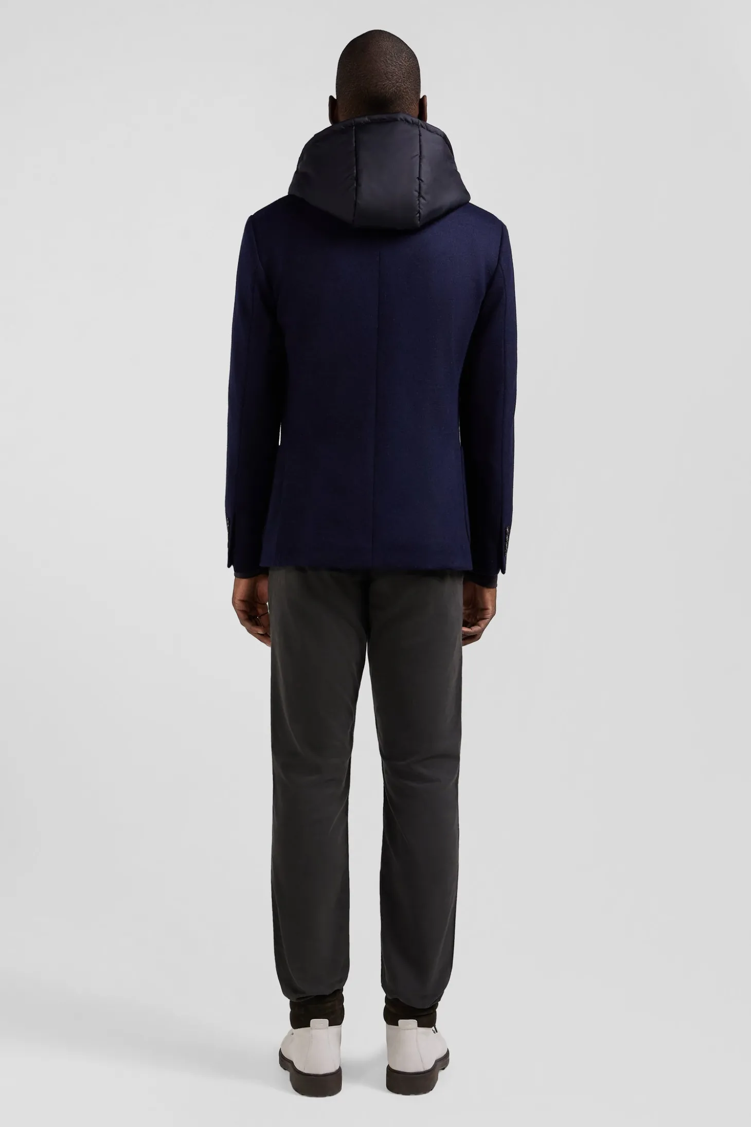 Veste blazer 2-en-1 en laine mélangée marine coupe Modern