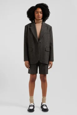 Veste blazer en laine mélangée prince de Galles coupe Oversized