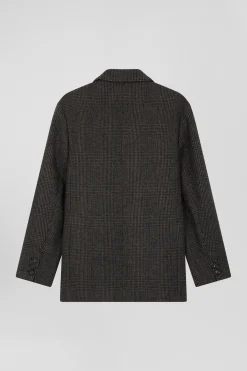 Veste blazer en laine mélangée prince de Galles coupe Oversized