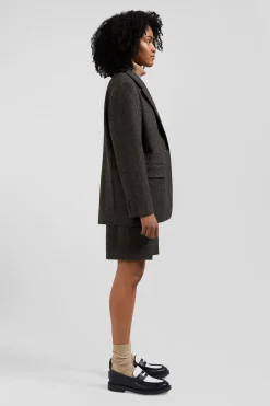 Veste blazer en laine mélangée prince de Galles coupe Oversized