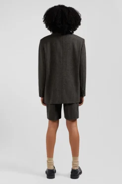 Veste blazer en laine mélangée prince de Galles coupe Oversized