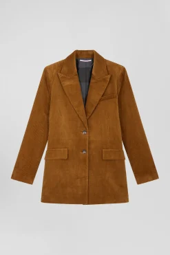 Veste blazer en velours côtelé camel coupe Modern
