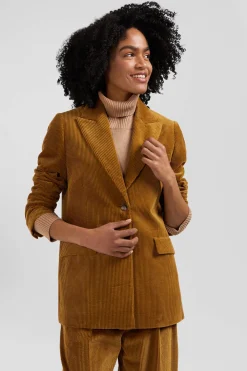 Veste blazer en velours côtelé camel coupe Modern