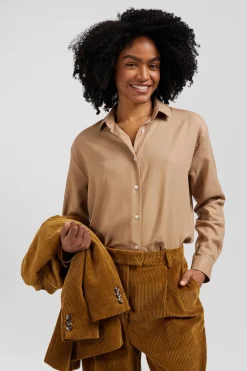 Veste blazer en velours côtelé camel coupe Modern