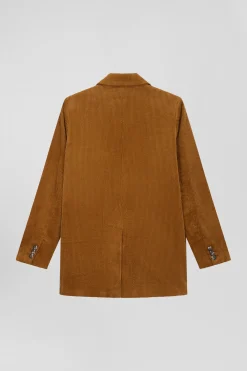 Veste blazer en velours côtelé camel coupe Modern