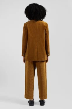 Veste blazer en velours côtelé camel coupe Modern