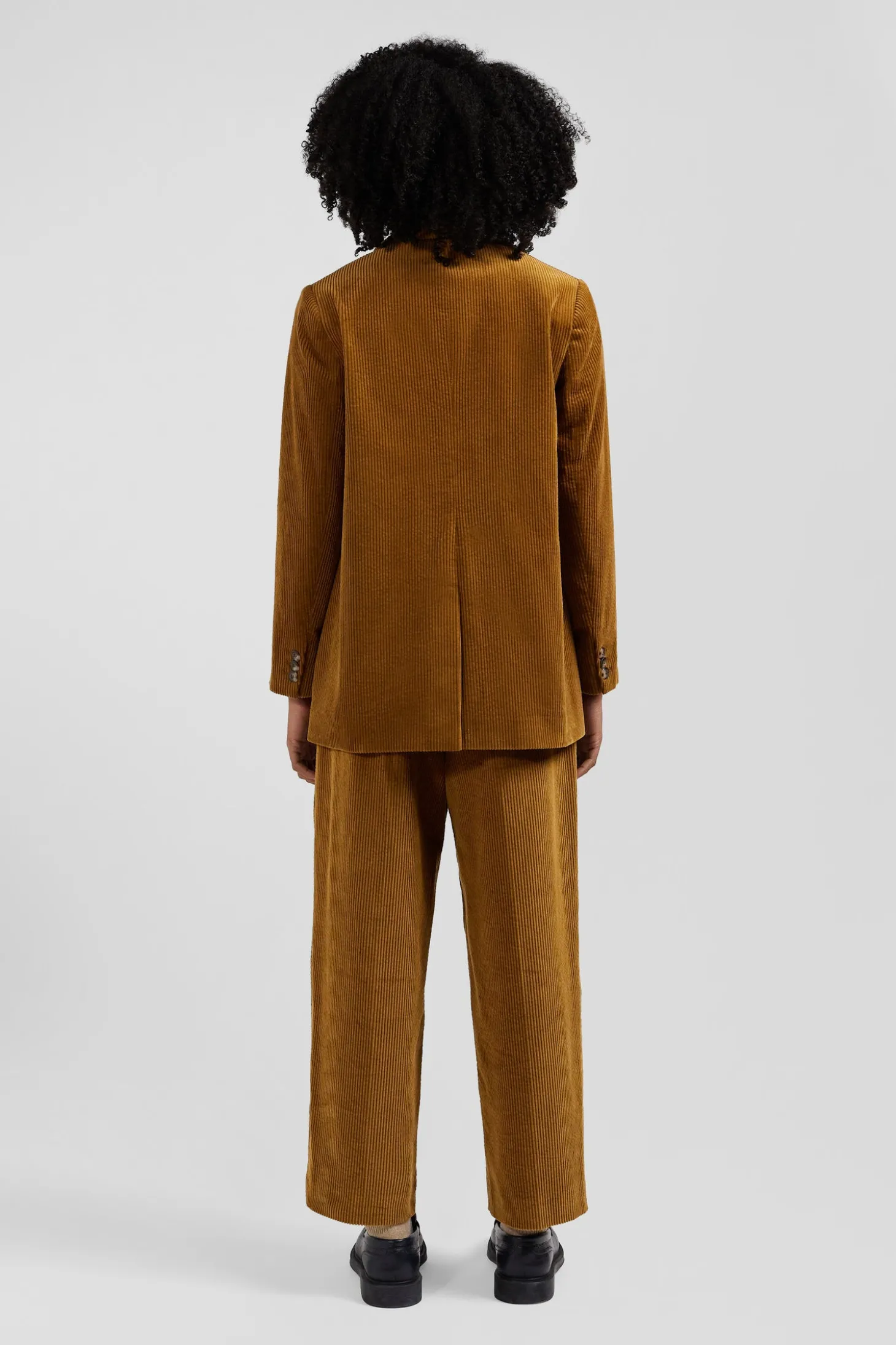 Veste blazer en velours côtelé camel coupe Modern