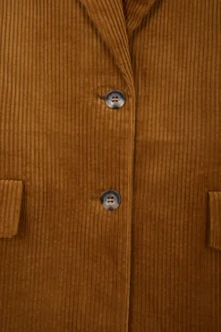 Veste blazer en velours côtelé camel coupe Modern