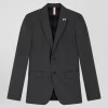 Veste en laine mélangée grise à doublure cerclée coupe Modern