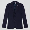 Veste en laine mélangée marine à doublure cerclée coupe Modern