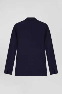 Veste en laine mélangée marine à doublure cerclée coupe Modern